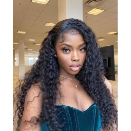  Brazilian Deep Wave Wet and Wavy Human Hair Wigs 150% Density For Women Brazilian Deep Wave Human Hair Lace Frontal Wig