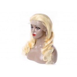 Russian honey blonde body wave frontal lace wig preplucked hairline