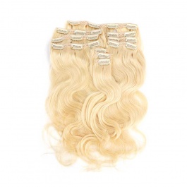 Elesis Virgin Hair Clip in hair extensions 613 Blonde top grade human hair 10pieces set clip in 160 grams