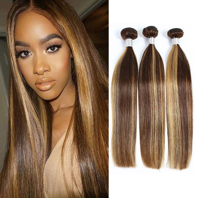 Elesis  balayage highlight bundles straight 3bundles virgin remy hair piano color  p4/27 brazilian human hair-ST427