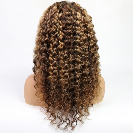 Elesis Ombre Lace Wig Curly Human Hair Wigs Highlight  #4/27 Deep Wave Wigs For Women Remy Human hair-P427DW