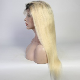 Darkroot Blonde Toner T1B/613 Straight Virgin hair Wig  180% Density Brazilian hair lace closure /frontal wig