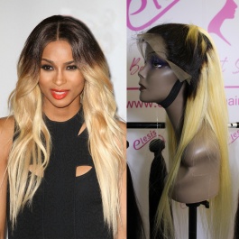 Darkroot Blonde Toner T1B/613 Straight Virgin hair Wig  180% Density Brazilian hair lace closure /frontal wig