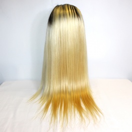 Darkroot Blonde Toner T1B/613 Straight Raw hair Wig  180% Density Brazilian hair lace closure /frontal wig
