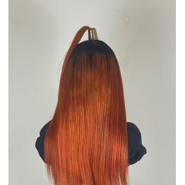 Orange Ginger Human Hair Wigs Ombre Color T#1b/130A Virgin Remy Hair Lace Wig 180% Brazilian  4x4 Closure Wig Lace Front