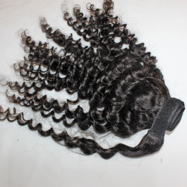 Machine Made Remy Hair Magic Wrap Around Ponytail Clip Human Hair deep wave-PT02