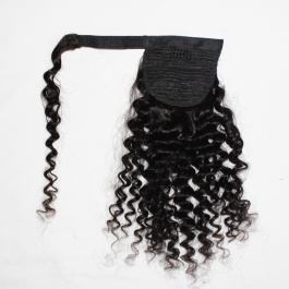 Machine Made Remy Hair Magic Wrap Around Ponytail Clip Human Hair deep wave-PT02