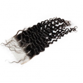 Raw Human Hair Top grade Closure 5x5 free part deep wave Transparent Swiss LACE/HD lace closure with baby hair