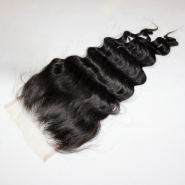 Top grade raw hair Swiss Transparent LACE/HD lace preplucked closure 5x5 free part loose wave more wavy closure