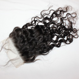 Top grade raw hair Swiss Transparent LACE/HD lace preplucked closure 5x5 free part water wave curly closure