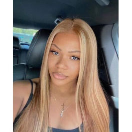 Elesis Hair 180% Density Blonde Highlight Piano Color #27/613 Lace Part Wig Straight Human Hair 