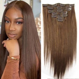 Elesis Virgin Hair 7pcs Set 120grams virgin remy clip in hair extensions brown color #4