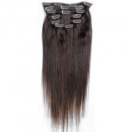 elesis virgin hair 7pcs set 120grams virgin remy clip in hair extensions dark brown color #2