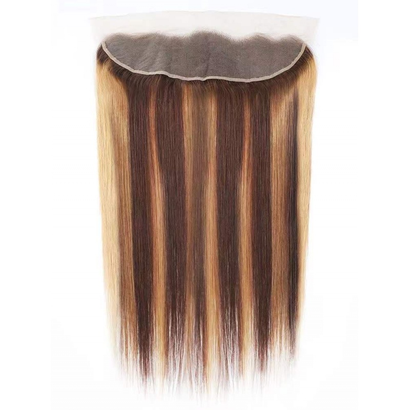 Balayage highlight straight 13x4frontal piano color p4/27  Lace Closure virgin remy hair-FST427
