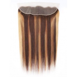 Balayage highlight straight 13x4frontal piano color p4/27  Lace Closure virgin remy hair-FST427