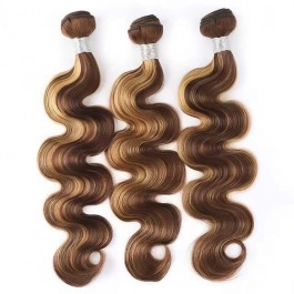 Elesis  balayage highlight bundles body wave 3bundles virgin remy hair piano color  p4/27 brazilian human hair