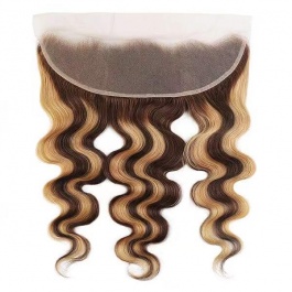 Balayage highlight body wave 13x4frontal piano color p4/27  Lace Closure virgin remy hair-FBW427