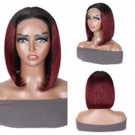 Short Bob Human hair wig Burgundy Toner 1B/99j color Virgin Remy Hair Lace Wig
