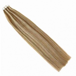 Tape in Balayage Extensions Virgin Remy Hair Brown with Blonde highlight 8/613-TAPE8613