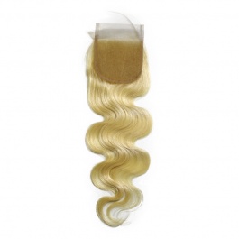 Elesis Virgin Brazilian Hair Honey Blonde 613 Bleached Knots Pre Plucked Lace Body Wave Closure 4