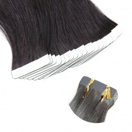 Natural black Straight virgin remy hair tape in extensions 40pieces-Tape01