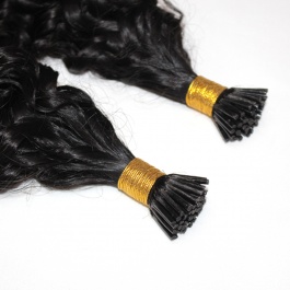 Elesis Virgin Hair Jerry Curly  I-tips hair extensions Virgin Remy Hair 100grams-Tip06