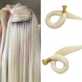 Elesis Virgin Hair double drawn raw hair I-tip straight hair color #60 light blonde hairextensions 100grams