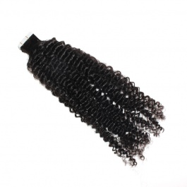 Natural black Jerry Curly virgin remy hair tape in extensions 40pieces-Tape09
