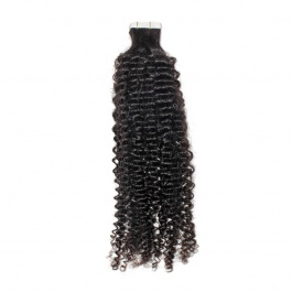 Natural black Jerry Curly virgin remy hair tape in extensions 40pieces-Tape09