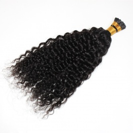 Elesis Virgin Hair Jerry Curly  I-tips hair extensions Virgin Remy Hair 100grams-Tip06