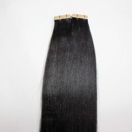 Natural black Yaki Straight virgin remy hair tape in extensions 50grams-Tape08