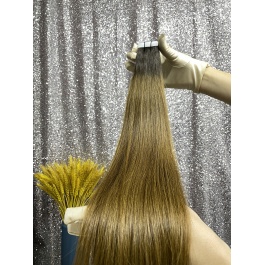 Virgin Remy Hair Tape in Extensions Dark brown with darkroot Toner #T26