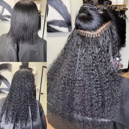 Elesis Virgin Hair Kink Curly I-tips hair extensions Virgin Remy Hair 100grams-Tip07