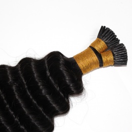 Elesis Virgin Hair Deep Wave I-tips hair extensions Virgin Remy Hair 100grams-Tip04