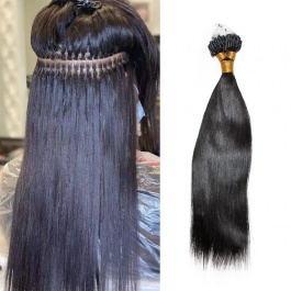 Virgin Remy Hair Brazilian Human Hair Micro Loop Hair 100 Strand 1B Microlinks Straight hair-Micro1