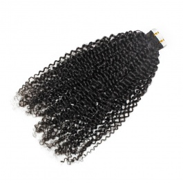 Natural black Jerry Curly virgin remy hair tape in extensions 50grams-Tape09