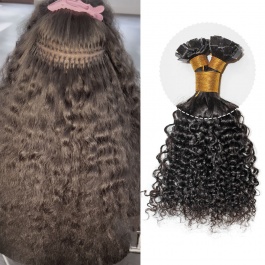Elesis Virgin Hair Luxe Deep Curly Flat tips hair extensions k-tips Virgin Remy Hair 100grams-ktip3