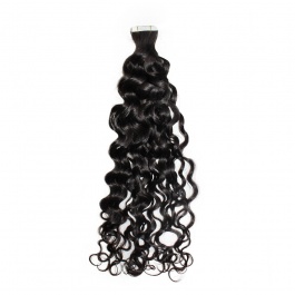 Natural black Water Wave virgin remy hair tape in extensions 50grams-Tape15