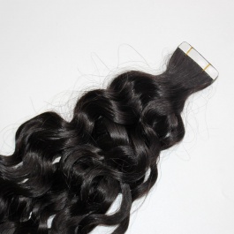 Natural black Water Wave virgin remy hair tape in extensions 50grams-Tape15