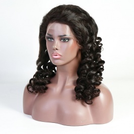 Elesis Virgin Hair Loose Curl 13x4 frontal lace wig 150% density bouncy loose wave  virgin human hair wig