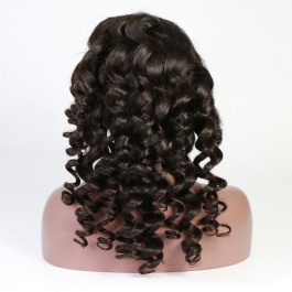 Elesis Virgin Hair Loose Curl 13x4 frontal lace wig 150% density bouncy loose wave  virgin human hair wig