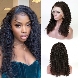 Elesis Affordabe Virgin Remy Human Hair wigs 150% density Deep wave 13x4 Lace frontal wig