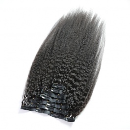 Elesis Virgin hair 7pcs/set 120grams PU clip in Hairextensions Kinky Straight Virgin Remy Human Hair