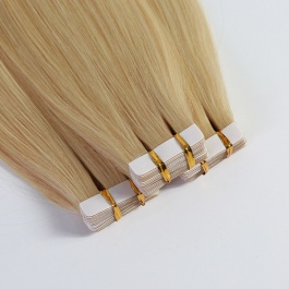 Elesis virgin hair blonde color #613 straight single drawn  tape in hair extensions 50grams-T613