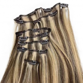 elesis virgin hair 7pcs set 120grams virgin remy clip in hair extensions highlight color #4/27