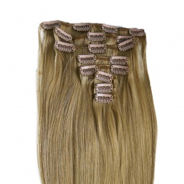 Elesis Virgin hair raw hair color #8 clip in Straight  extensions 120grams full 8pcs/set