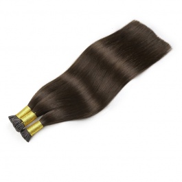 Elesis Virgin Hair double drawn raw hair I-tip straight hair color #2 hairextensions 100grams