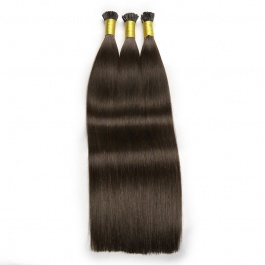 Elesis Virgin Hair double drawn raw hair I-tip straight hair color #2 hairextensions 100grams