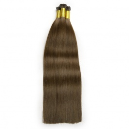 Elesis Virgin Hair double drawn raw hair I-tip straight hair color #4 hairextensions 100grams