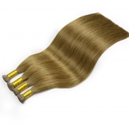 Elesis Virgin Hair double drawn raw hair I-tip straight hair color #6 hairextensions 100grams